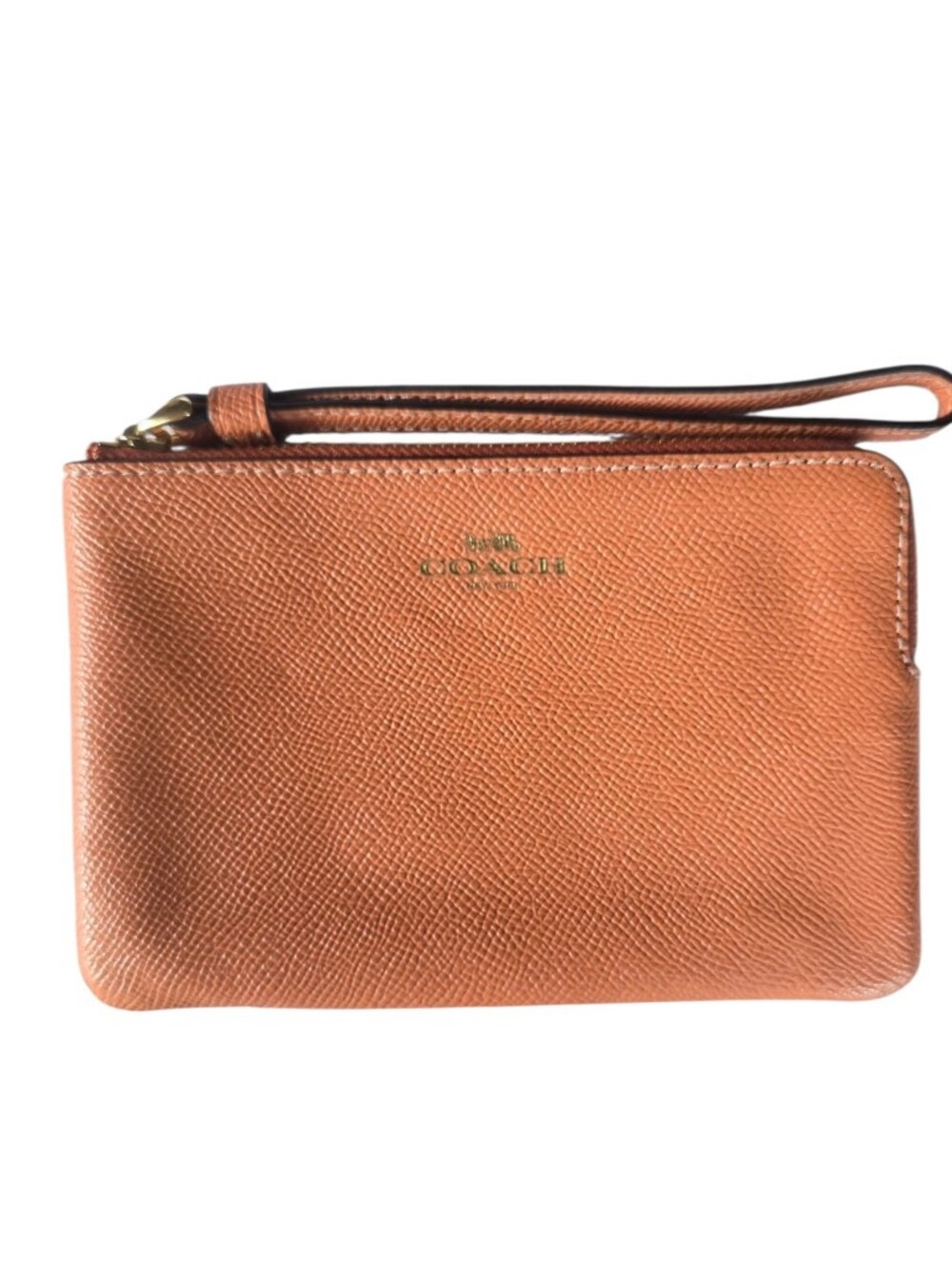 Coach Leather Wristlet in Peach